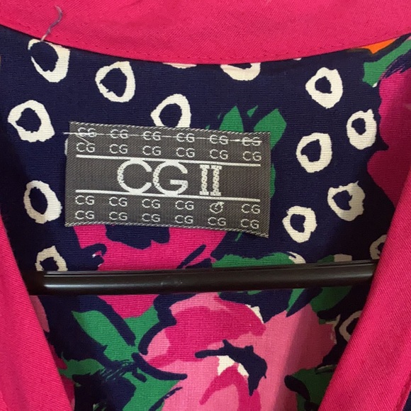 Vintage Navy And Pink Flower Print Dress Sz 12 - Picture 4 of 10